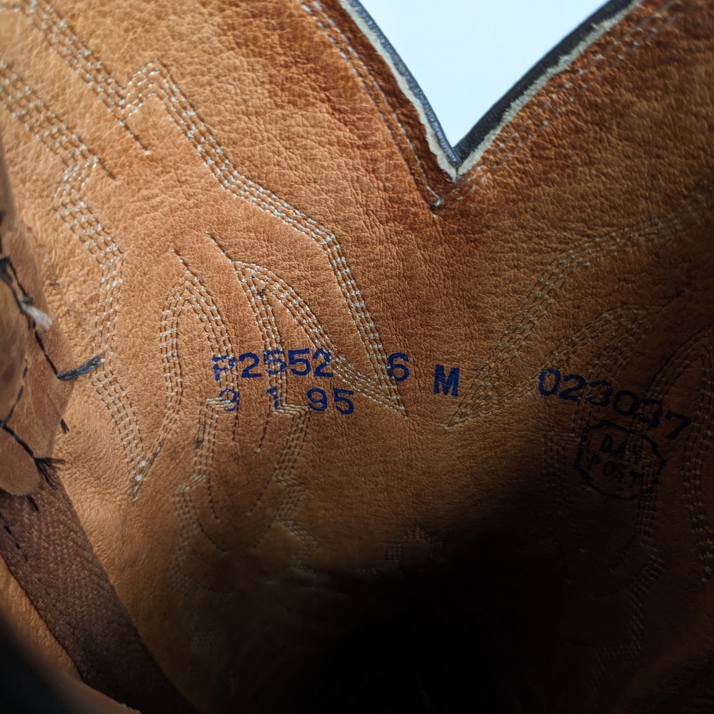 Vintage Dan Post Marlboro Gear Leather Cowboy Western Boots Women's 6M - Picture 5 of 16